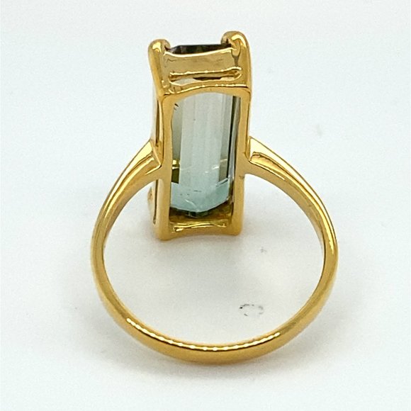 Bi Color Tourmaline 6.02ct Solid 14K Yellow Gold Ring - Picture 6 of 7
